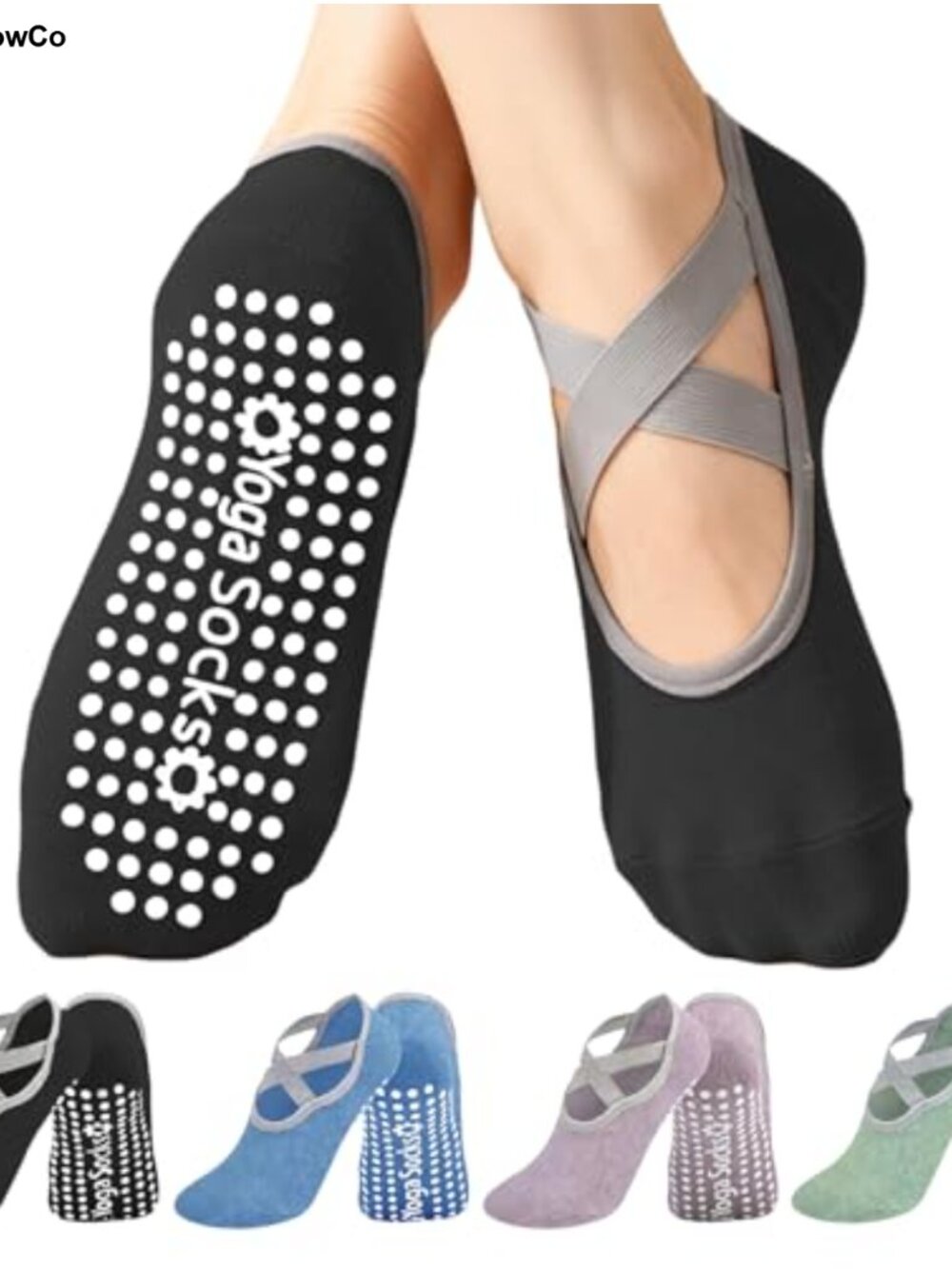 Pilates Socks for Women Non Slip Yoga Athletic Grip Socks